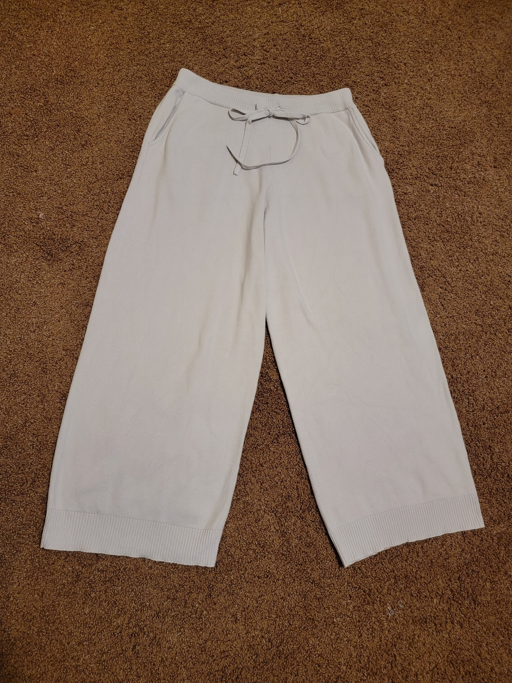 Banana Republic Light Gray Wide-Leg Drawstring Sweatpants